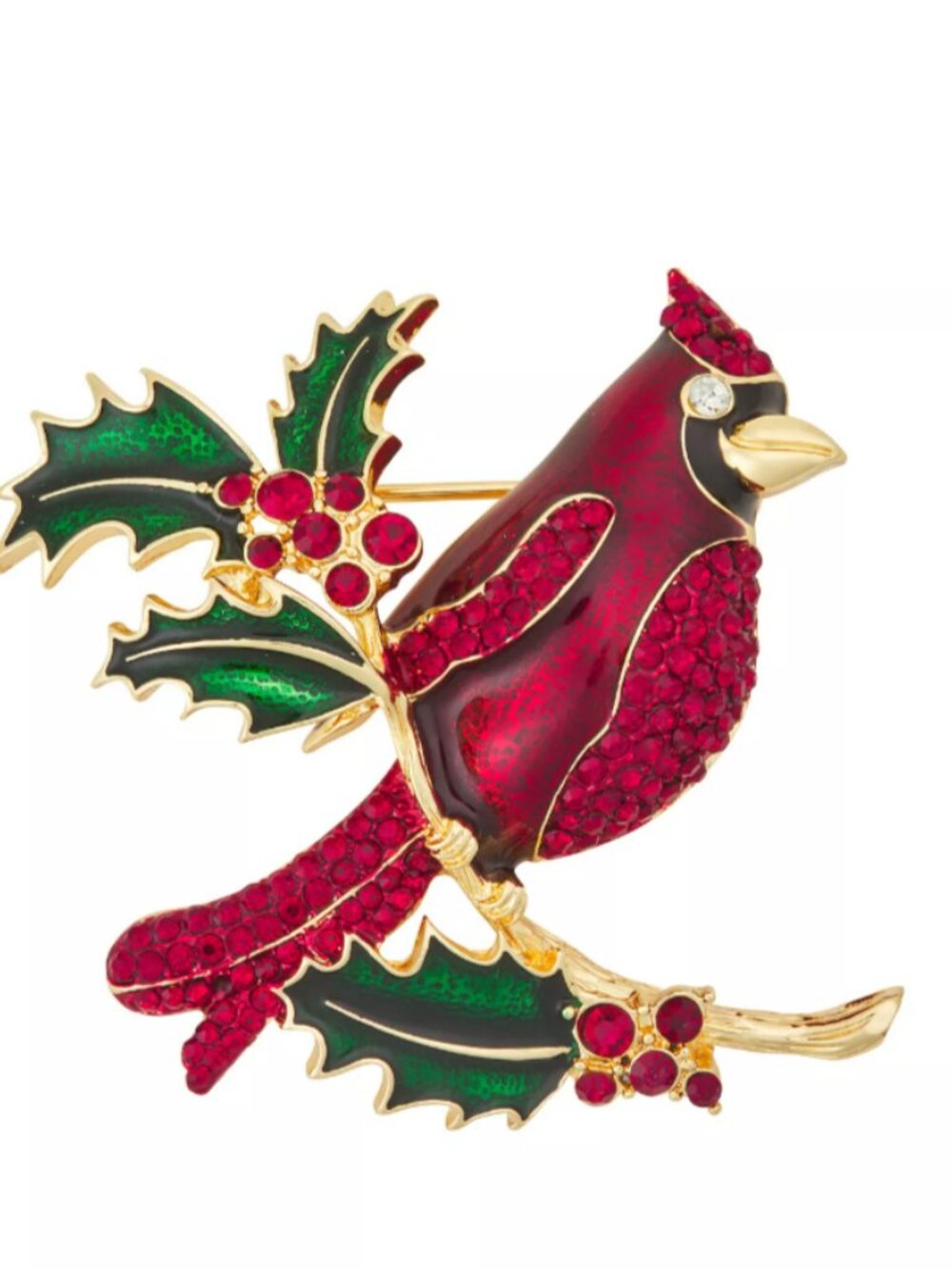 Napier Holiday Gold Tone Red Cardinal Pin, Elevated Gift Boxed, Multicolor $28